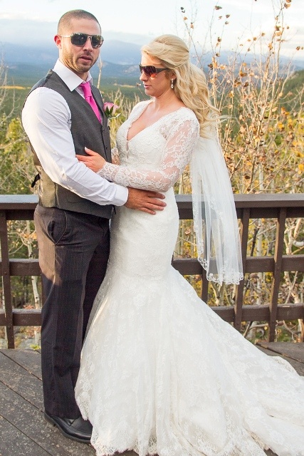 newlyweds in sunglasses