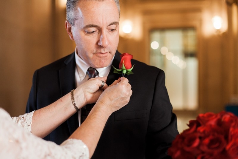 pinning on boutonniere