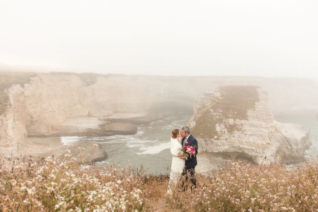 foggy elopement on the beach in California