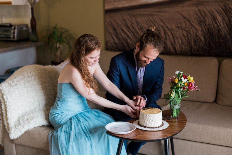 cutting the cake