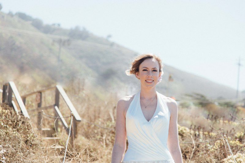 big sur beach wedding bride