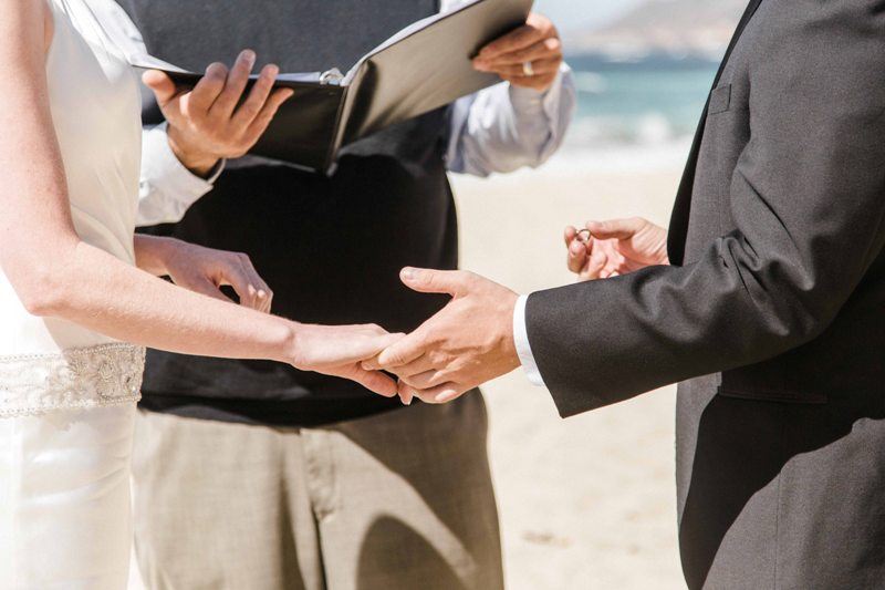 exchange of rings on the beach