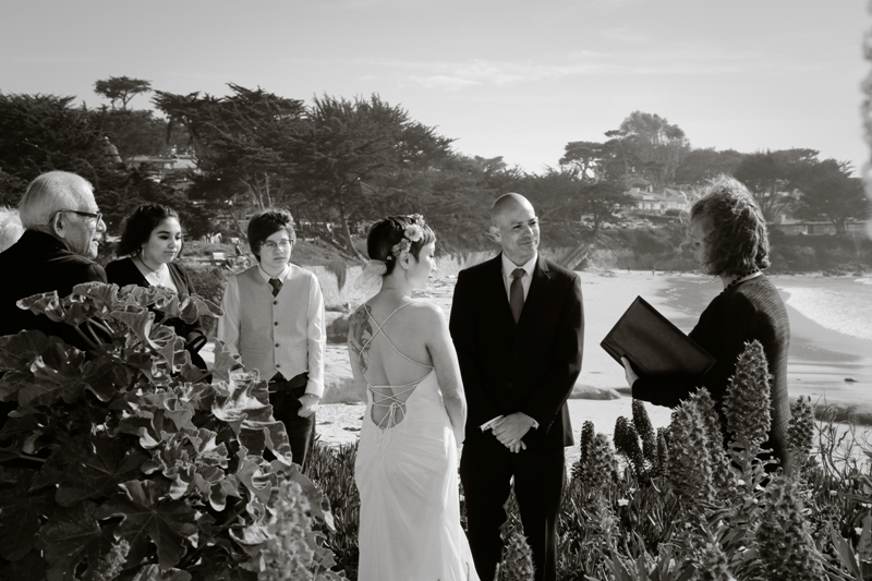 black and white beach wedding California