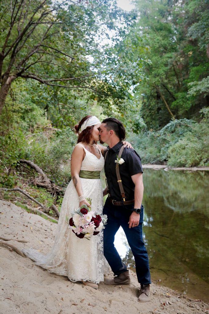 kissing beside the stream