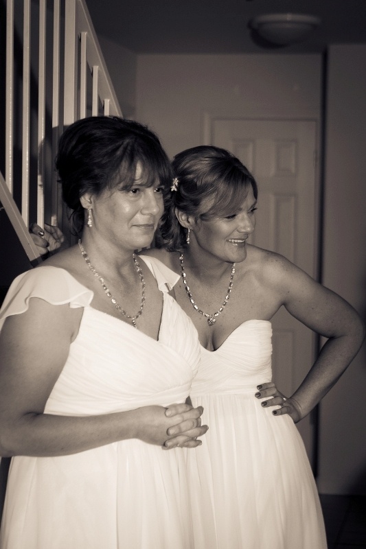 kathy and trish in black and white