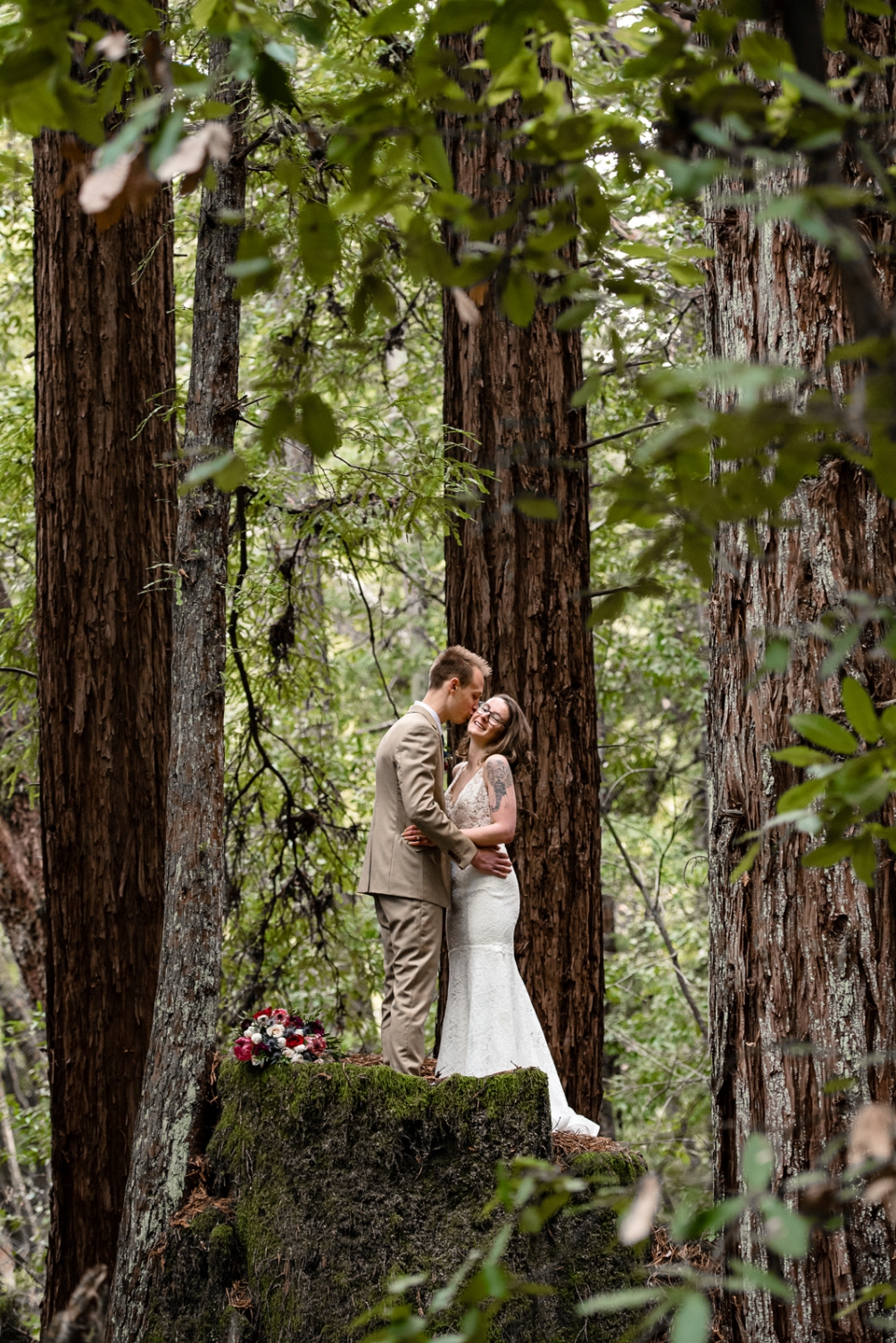 Couple eloping in the redwoods - Santa Cruz elopement