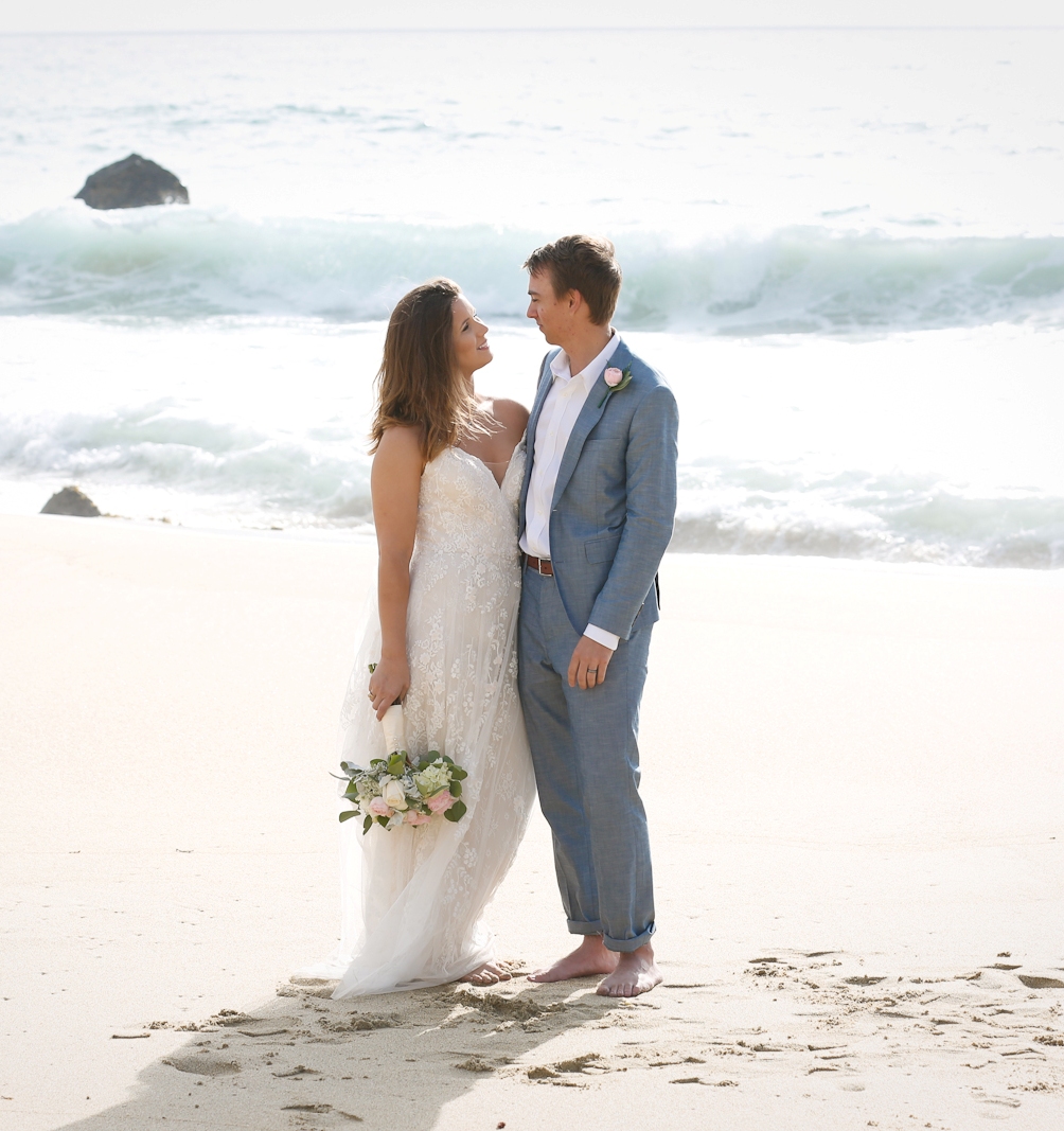 couple eloping on the beach in California