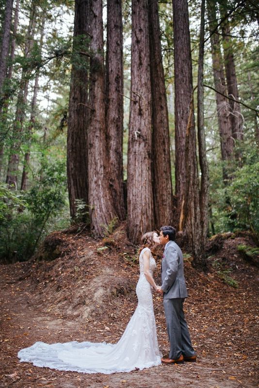 After the I do's for an elopement in the California redwoods