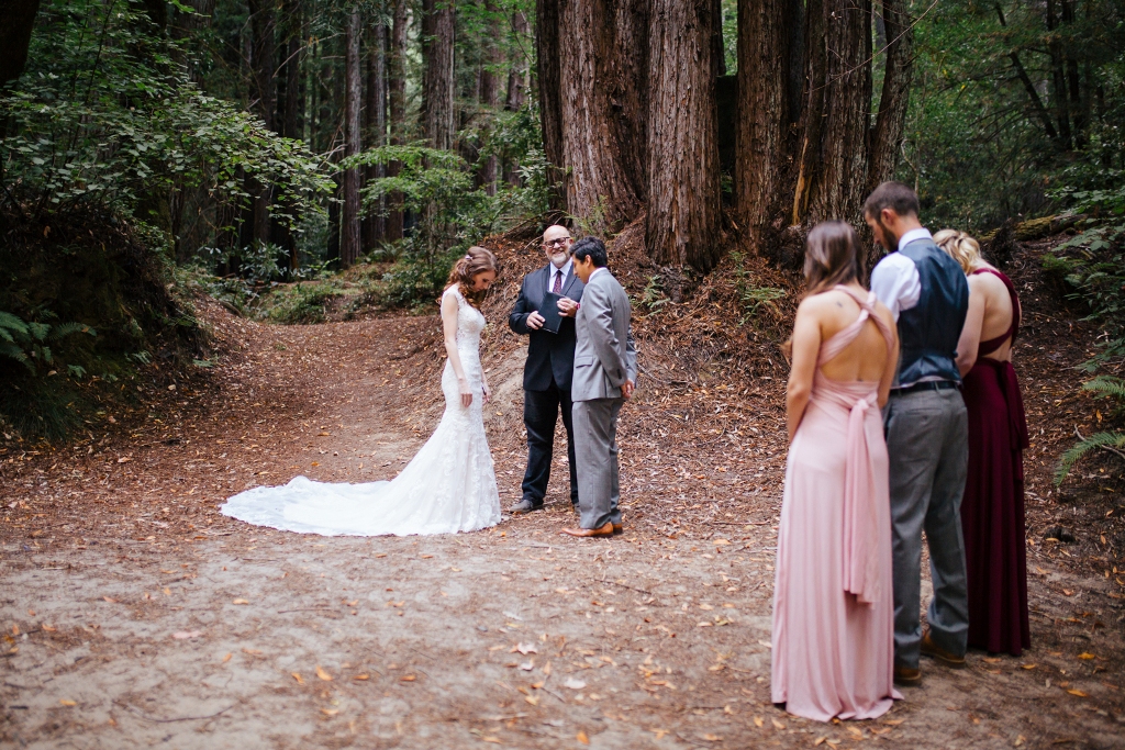 wedding ceremony amid the redwoods