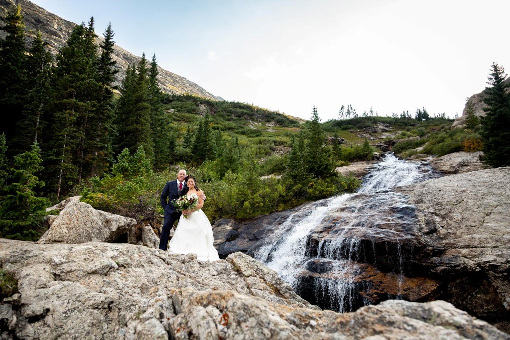 Rocky Mountain destination wedding at a waterfall