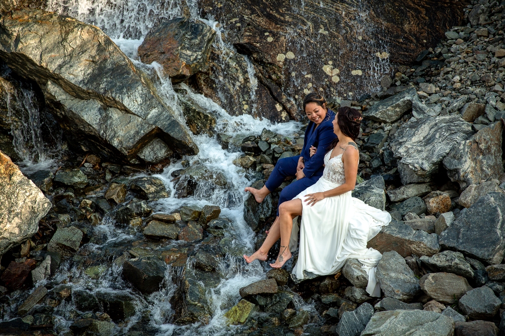 elopement at a waterfall in Colorado
