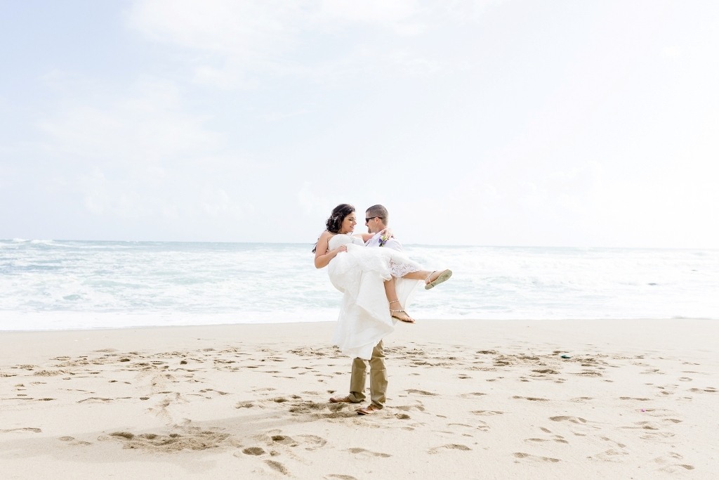 newlyweds on the beach