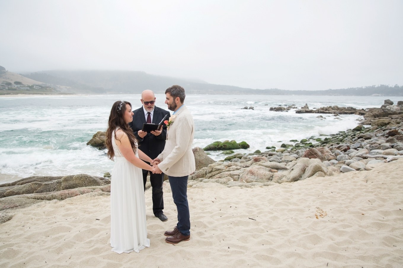 wedding ceremony on the beach in carmel