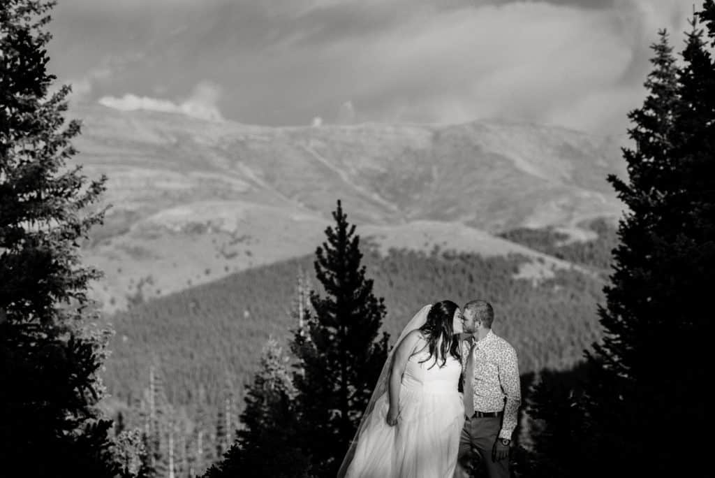 mountain micro-wedding in black and white