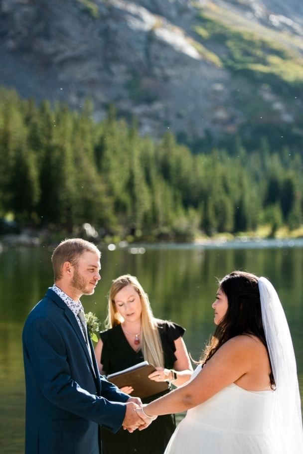 exchanging vows - Breckenridge micro-wedding