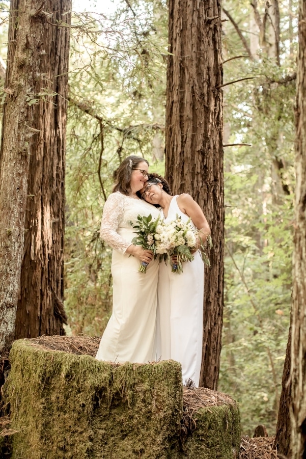 Maija and Hally married in the California redwoods