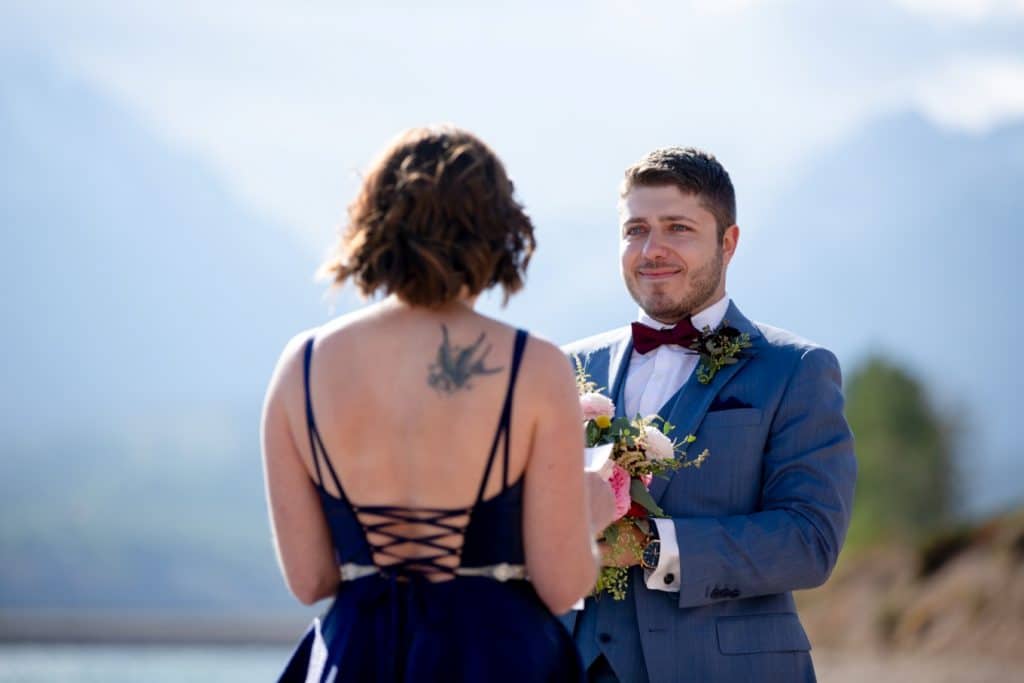 Cassie and Rami exchanging personal vows