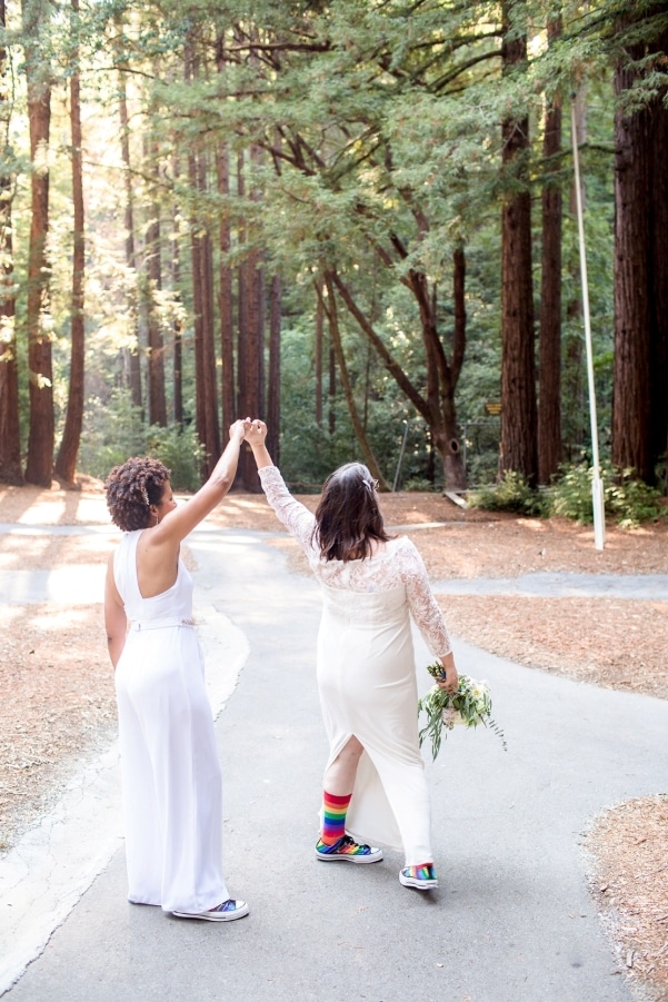 Two brides dancing