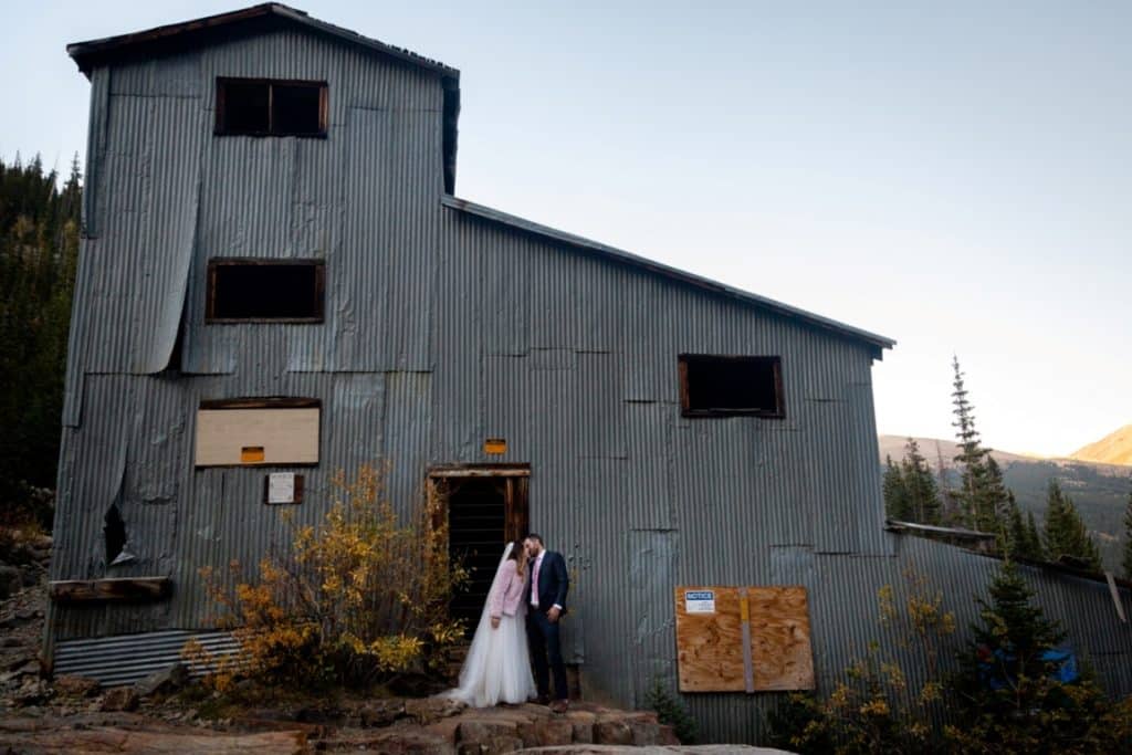 in front of the old mining building