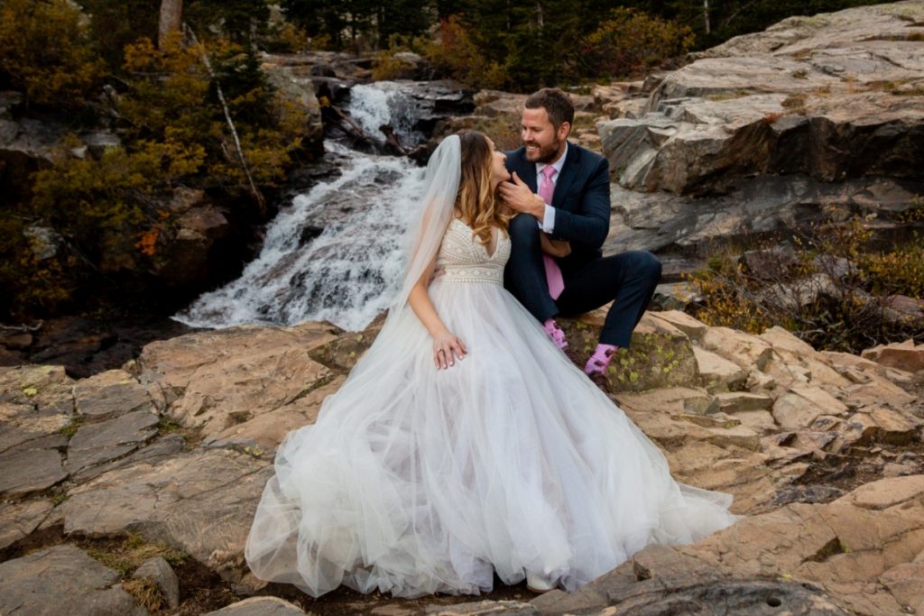A waterfall elopement