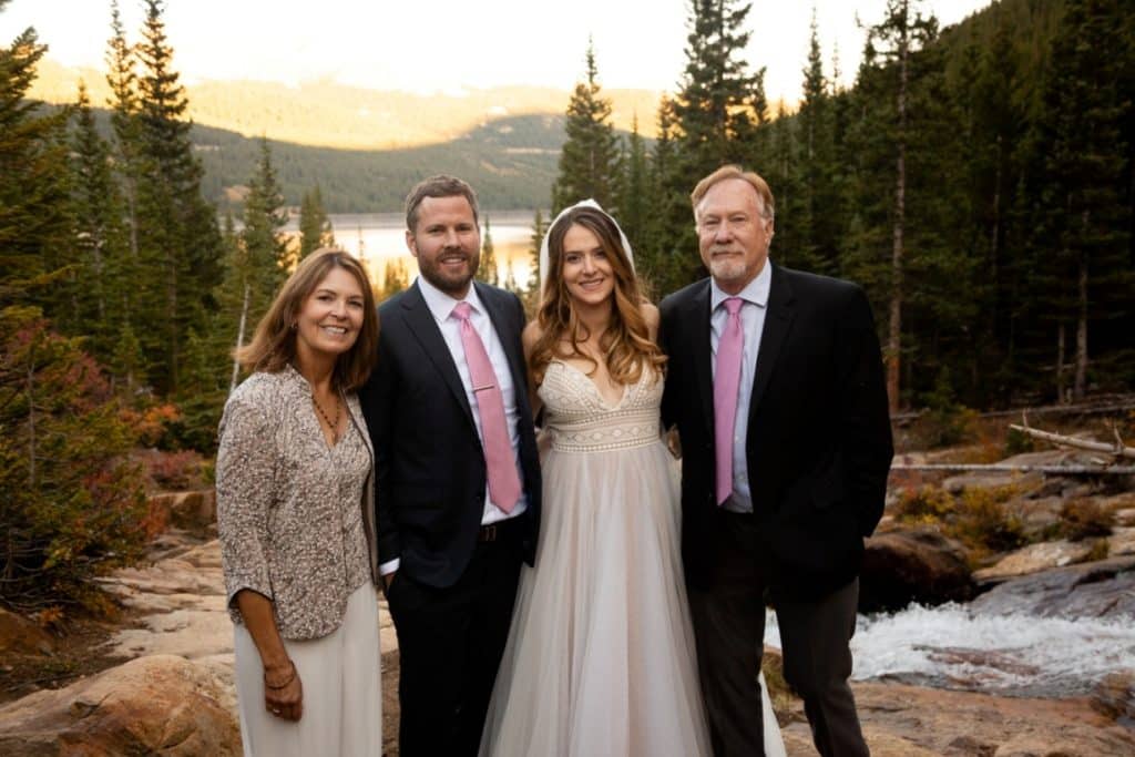 Breckenridge elopement couple and parents