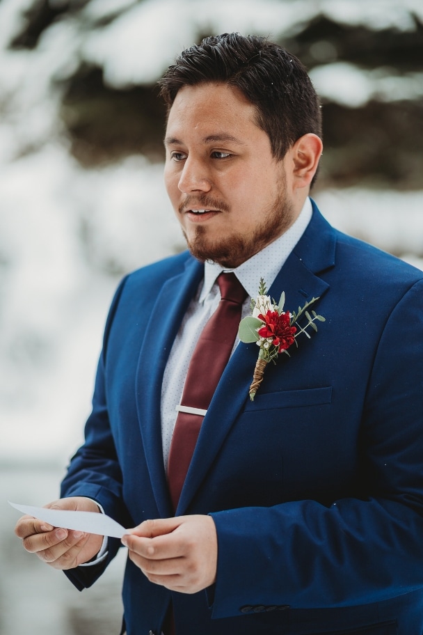 Groom reciting vows