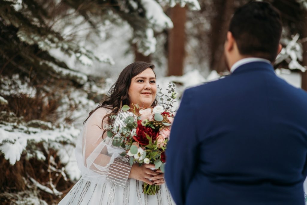 Krizelle at her elopement ceremony in Telluride