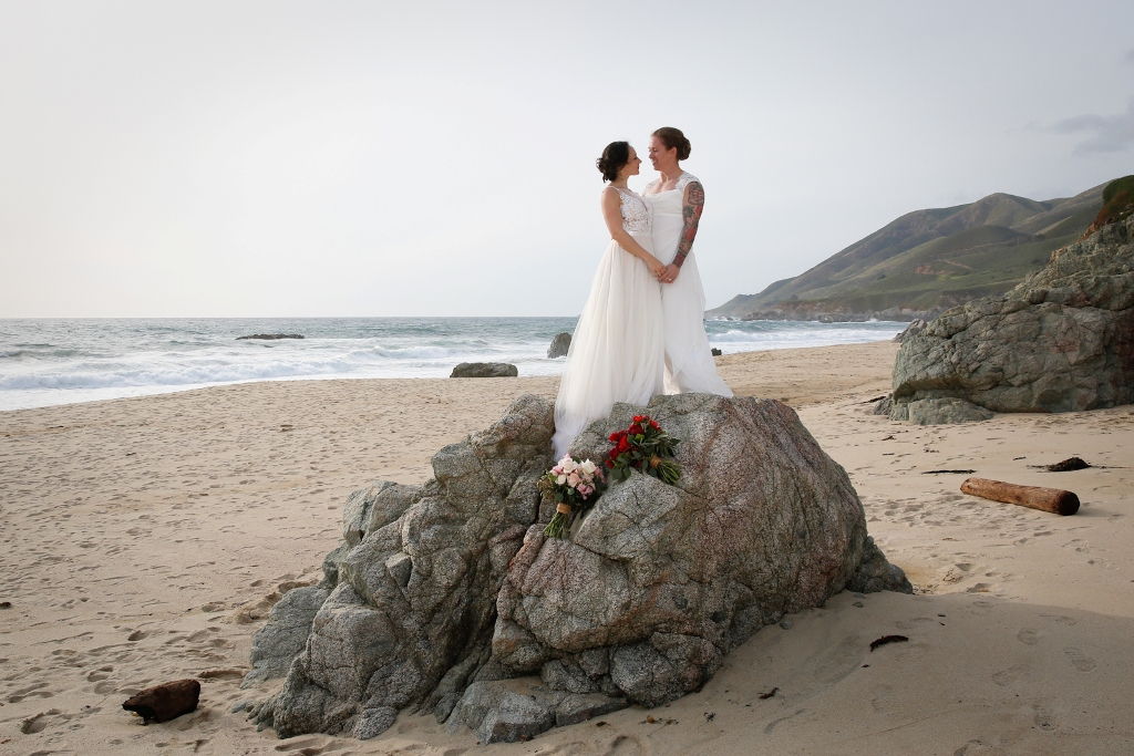 Two brides on the beach - California Beach Elopement