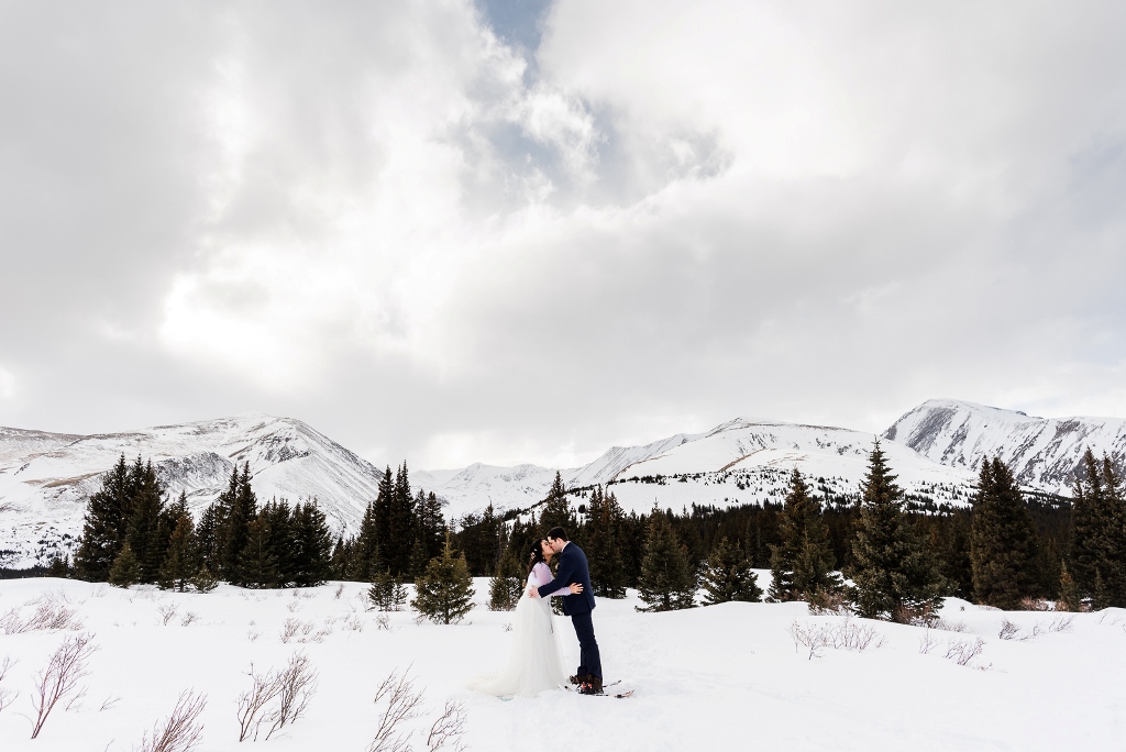 mountaintop winter elopement in Colorado
