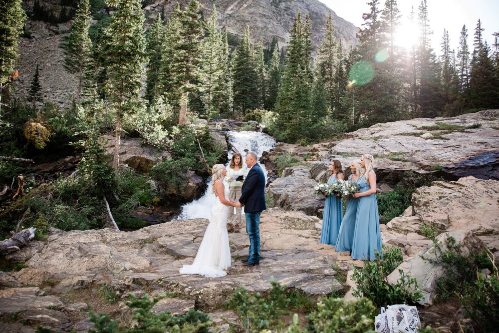 eloping at a waterfall in Colorado