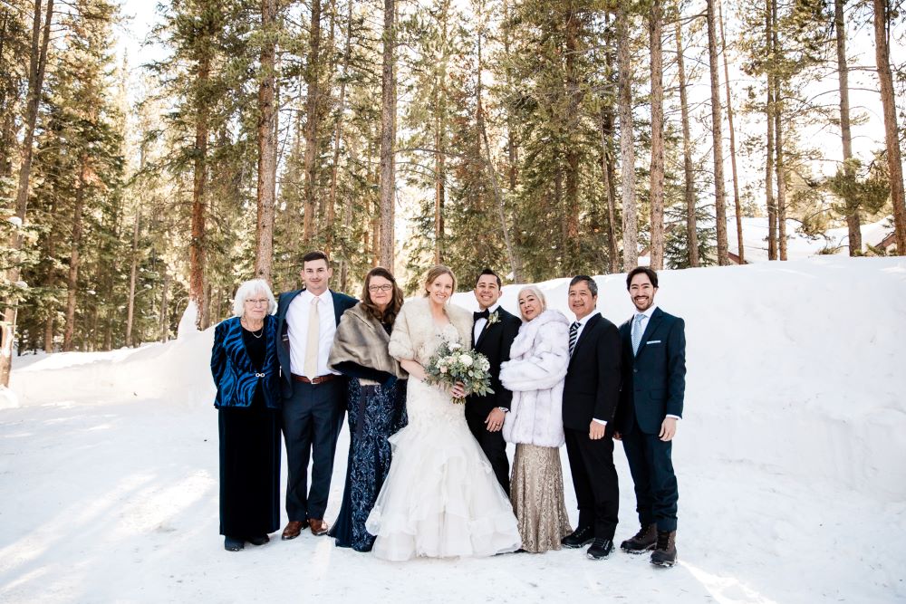 wedding guests at a winter elopement in Colorado