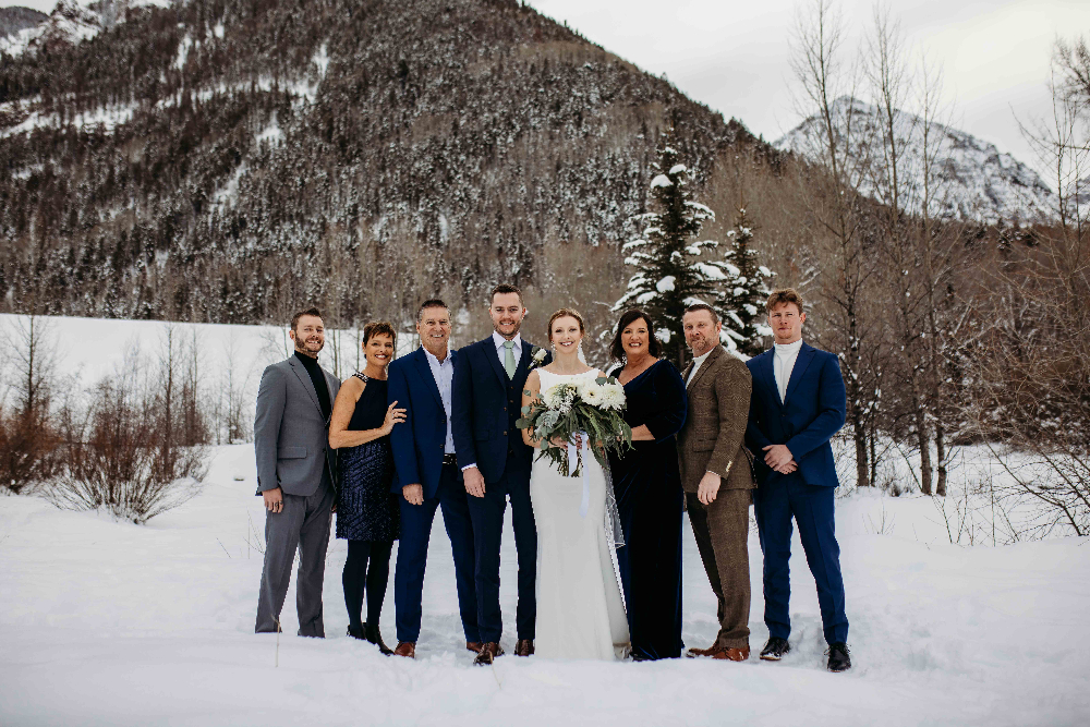 Family photo - Telluride elopement in winter