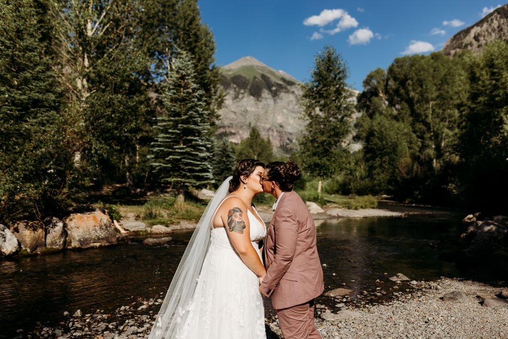 Telluride elopement - two brides kissing