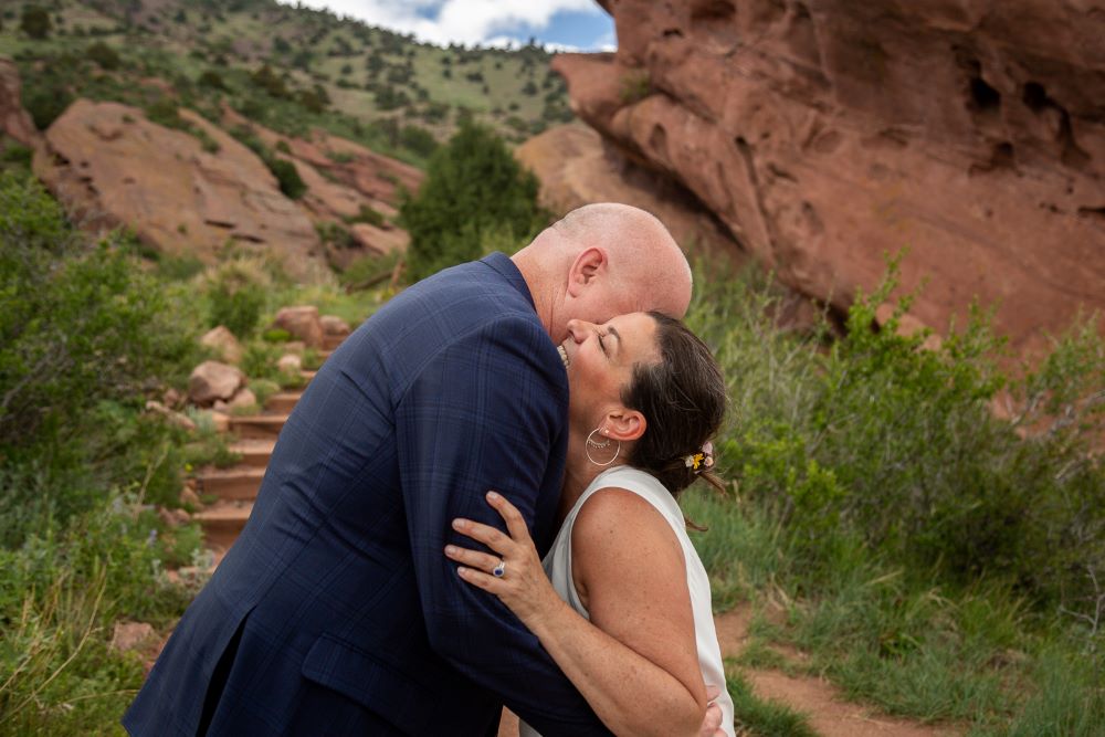 Couple eloping at Red Rocks Park, Colorado